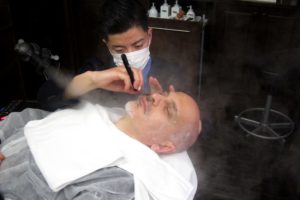 Japanese barber shaving